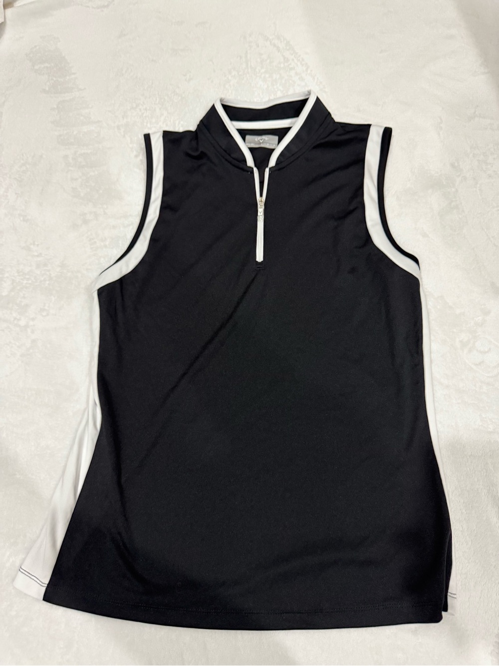 Callaway Black Sleeveless Zip Golf Tank with White Trim